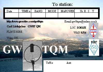 My amateur radio contact confirmation (QSL) card