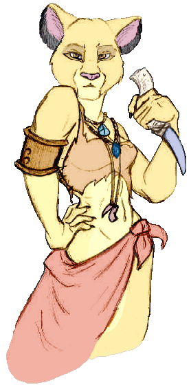 Celia with a knife