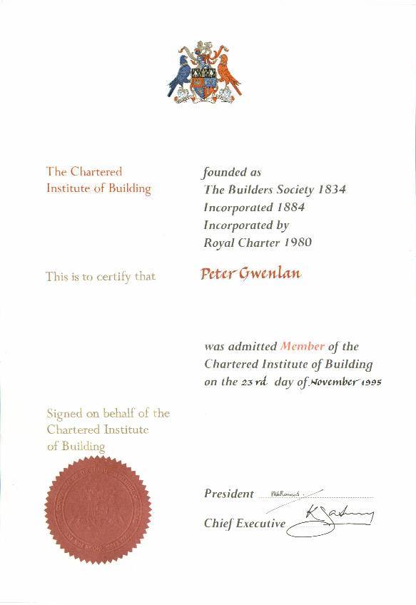 MCIOB certificate