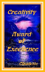 Thank you Claudette, this is a wonderful surprise and a great honor for me 