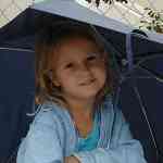 Cailie staying dry