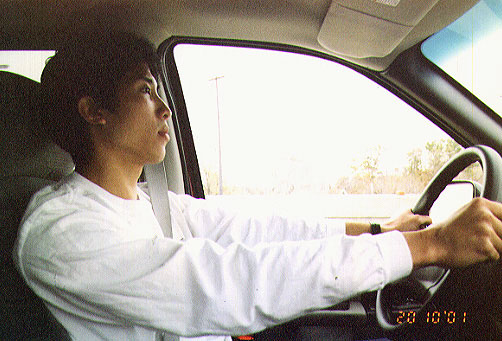 Kim driving..