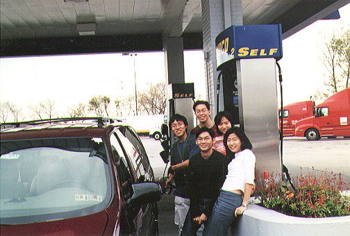 stopping at petrol kiosk to top up petrol