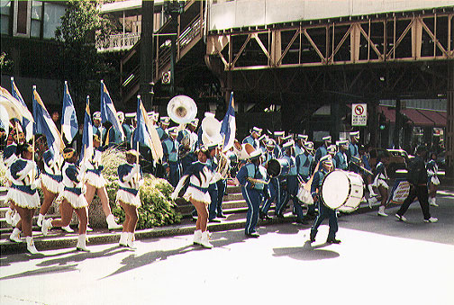 military band in procession.