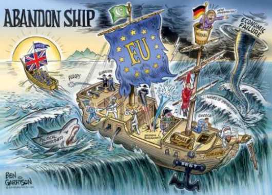 [Die Briten verlassen das sinkende Schiff - Karikatur von Ben Garrison]