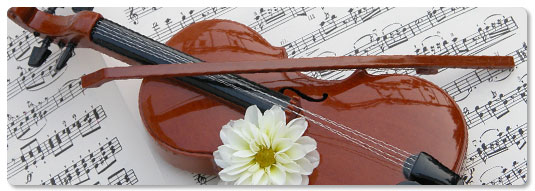 Photo of violin and music