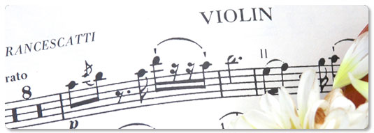 Photo of violin and music