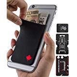 "Gecko - CANADA 150 – Oh Canada – Maple Leaf Love - Adhesive Phone Wallet - RFID Blocking Sleeve - Stick-On Stretchy Lycra Card holder - Universal fit to most Cell Phones &amp; Cases” - CANADA FLAG