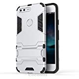 Cocomii Iron Man Armor Google Pixel XL Case NEW [Heavy Duty] Premium Tactical Grip Kickstand Shockproof Hard Bumper Shell [Military Defender] Full Body Dual Layer Rugged Cover for Google Pixel XL (I.Silver)
