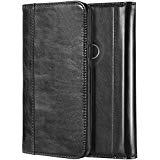 ProCase Google Pixel 2 XL Genuine Leather Case, Vintage Wallet Folding Flip Case with Kickstand Card Slots Magnetic Closure Protective Cover for Google Pixel 2 XL 2017 -Black