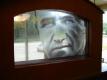 Glass etching of Hackman at McDonald's
