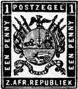 first postage stamp of the Zuid Afrikaansche Republiek, 1867
