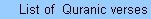 Text Box: List of  Quranic verses