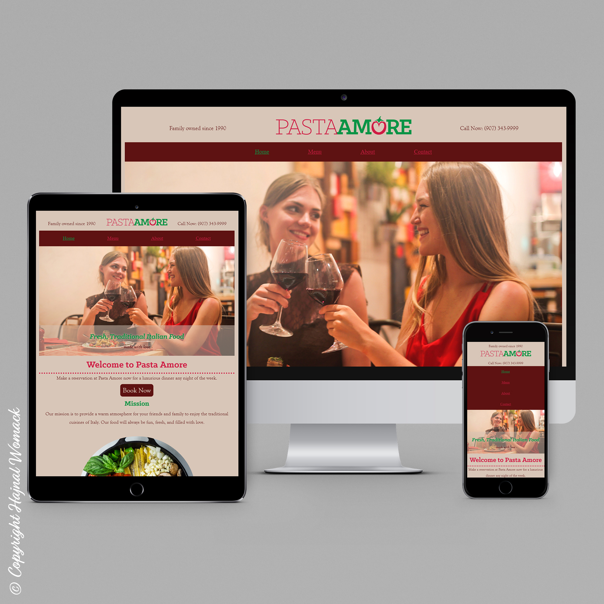 hajnal womack pasta amore website mockup - © copyright hajnal womack 2019 all rights reserved