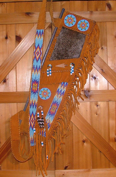 Quiver with rattlesnake bead pattern.