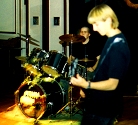 Josh (guitar) and Aaron (drummer) concentrate before beating the hell out of their instruments