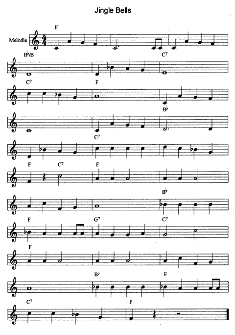 die Noten f&uuml;r Jingle Bells