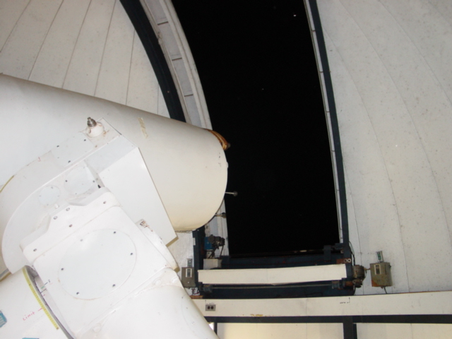 Front of the 30" Cassegrain telescope peering out