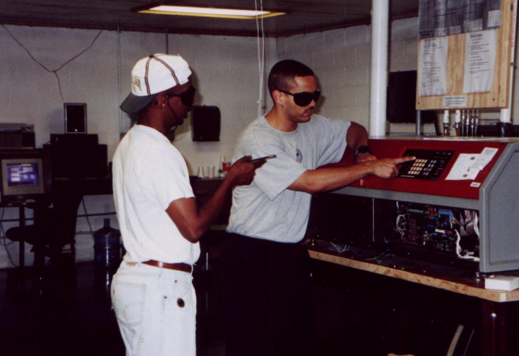Farah and I fixing the old laser