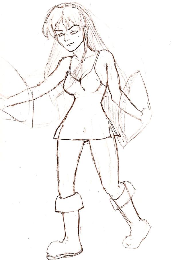 "Mortal Combat Chick [Sketch]" (c) Irlyn Morris (Pencil)