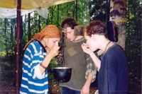 Swilling from a kettle