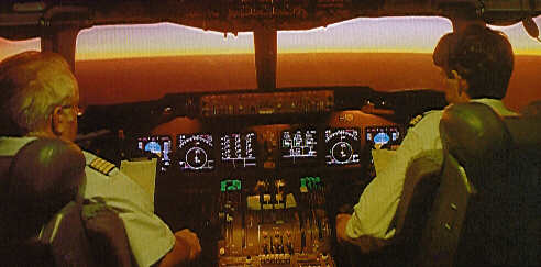 MD-11 Cockpit after sunset