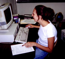 Cynthia doing data entry