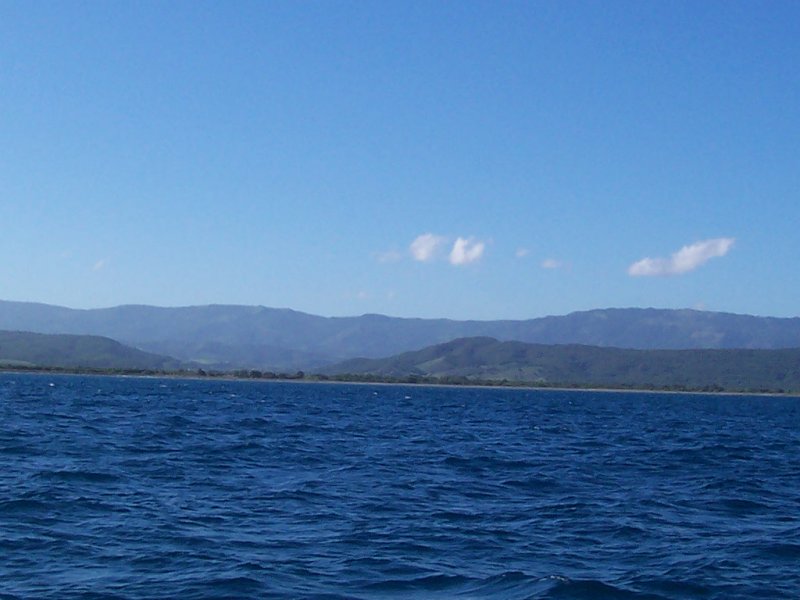 On the boat to Paradise Island. Pretty shore, part of a National Park.