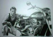 Motorcycle pencil portrait - taken with my camera phone, and doesn't show all of the contrast in the picture.