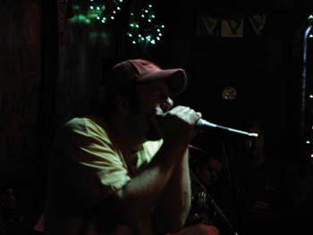 Playing harp to a slowed down Blondie song (Dreaming) at the Cat's Eye Pub...