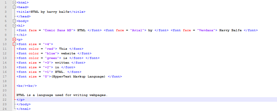 Font example with HTML