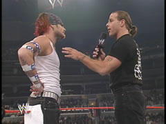 Shawn gives Jeff Hardy some advice