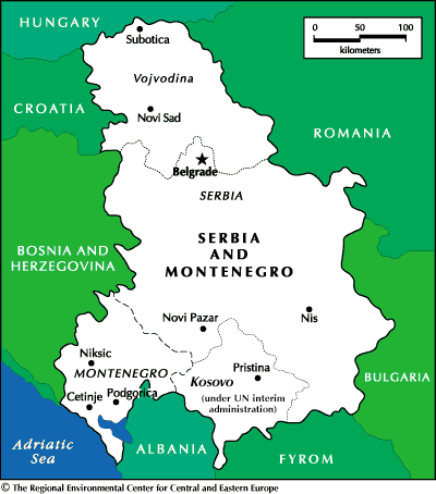 map of Serbia and Montenegro