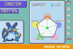 Swampert's Condition...it hasn't been given any PokeBlocks!