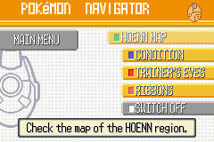 Pokmon Navigator Selection Screen