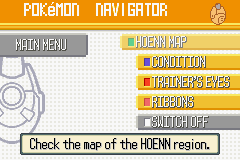 Pok�mon Navigator Selection Screen