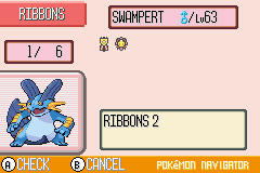 Ribbons held by Swampert...he only has two?