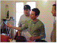 Dominic setting up the boardroom scene on location in Laguna Beach, Ca.