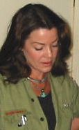 Director Claudia Christian reviewing notes with Robert M. Conrad, producer