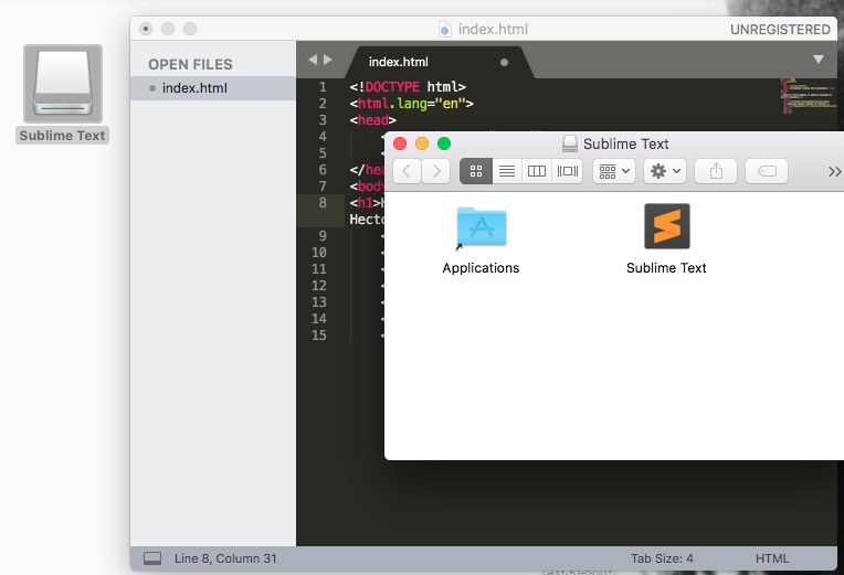 Screenshot Sublime Text installed