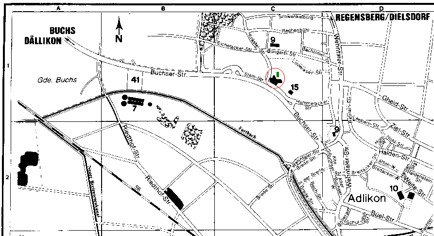 Map of Adlikon with Pic's flat, size = 21 kB