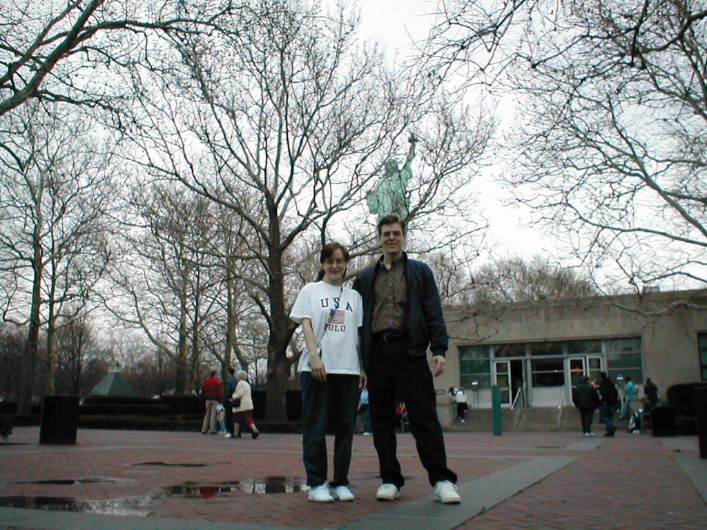 Stephanie & James at the Statue of Liberty