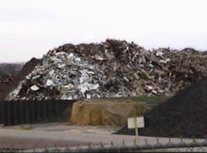 piles of scrap metal at the plant