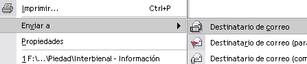 Opci&oacute;n enviar destinatario de correo del programa que ya no quiero utilizar m&aacute;s.