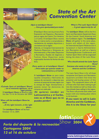 P&aacute;gina 2 Brochure (plegable) LatinSport Show 2003, Dise&ntilde;ado por Hernando &Aacute;ngel Madrid Dise&ntilde;ador Gr&aacute;fico Universidad Nacional de Colombia
