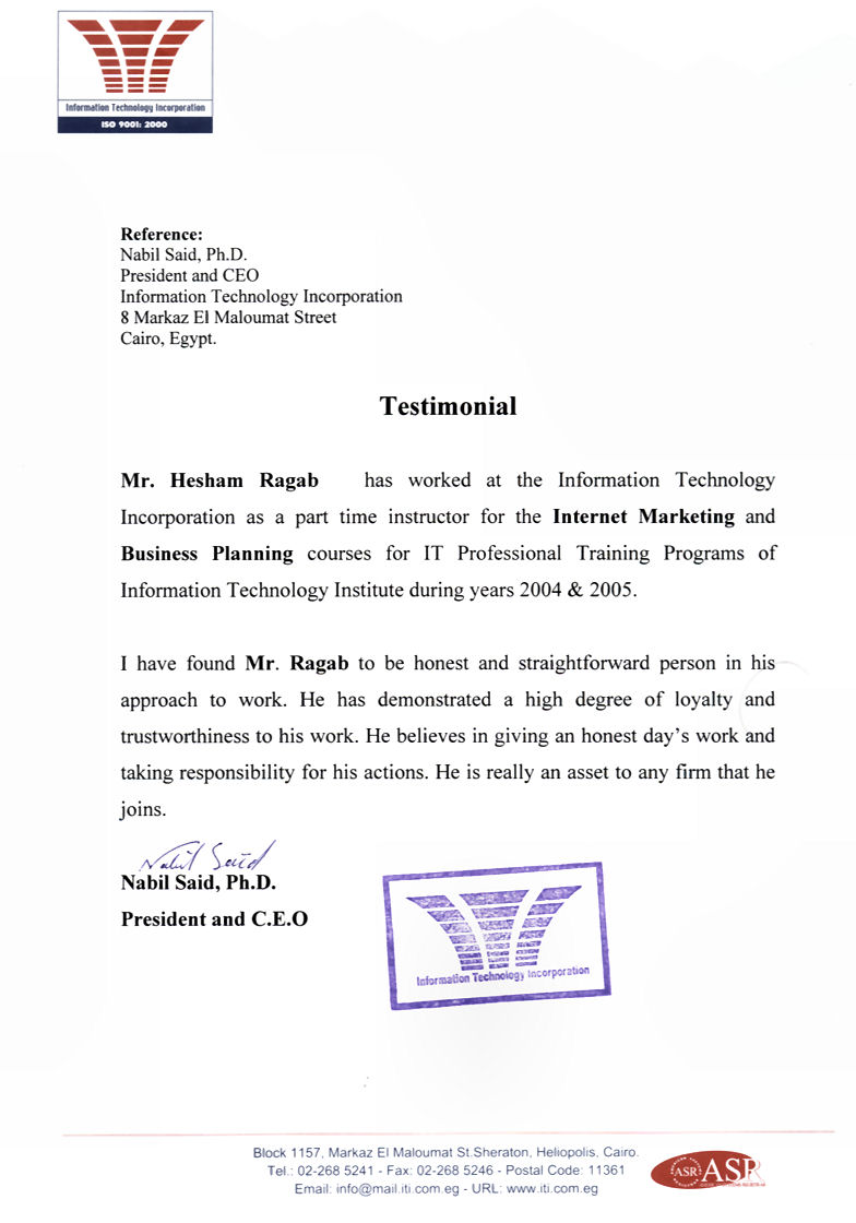 ITIncTestimonial&nbsp; 2005