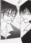 Wolfwood trying on Vash's glasses ^_^