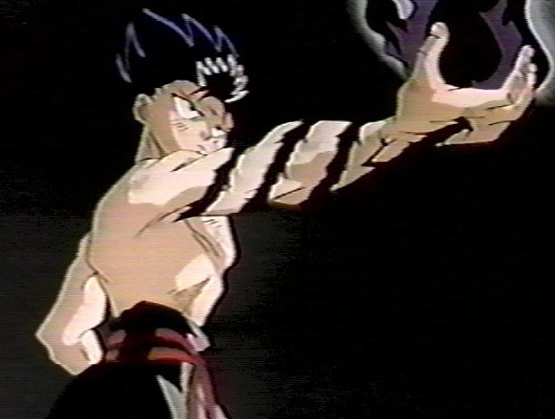 Hiei useing Dragon of the Darkness Flame/Close up of 3rd Eye