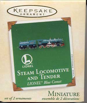 2003 Blue Comet Locomotive and Tender Miniature Keepsake Ornament