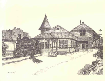 1967 New Hope RR Station Pen & Ink Print